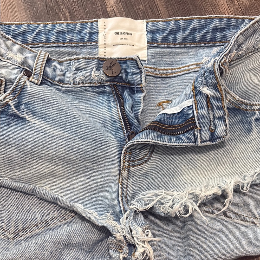 One Teaspoon Blue Distressed Denim Jean shorts